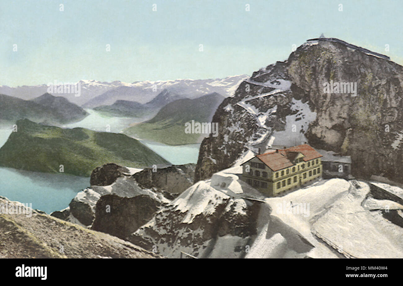 View from Mountain. Pilatus Kulm. 1930 Stock Photo