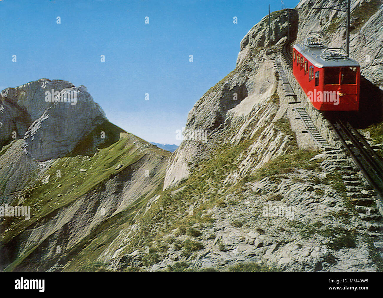 Steepest Railway in World. Pilatus Kulm. 1969 Stock Photo