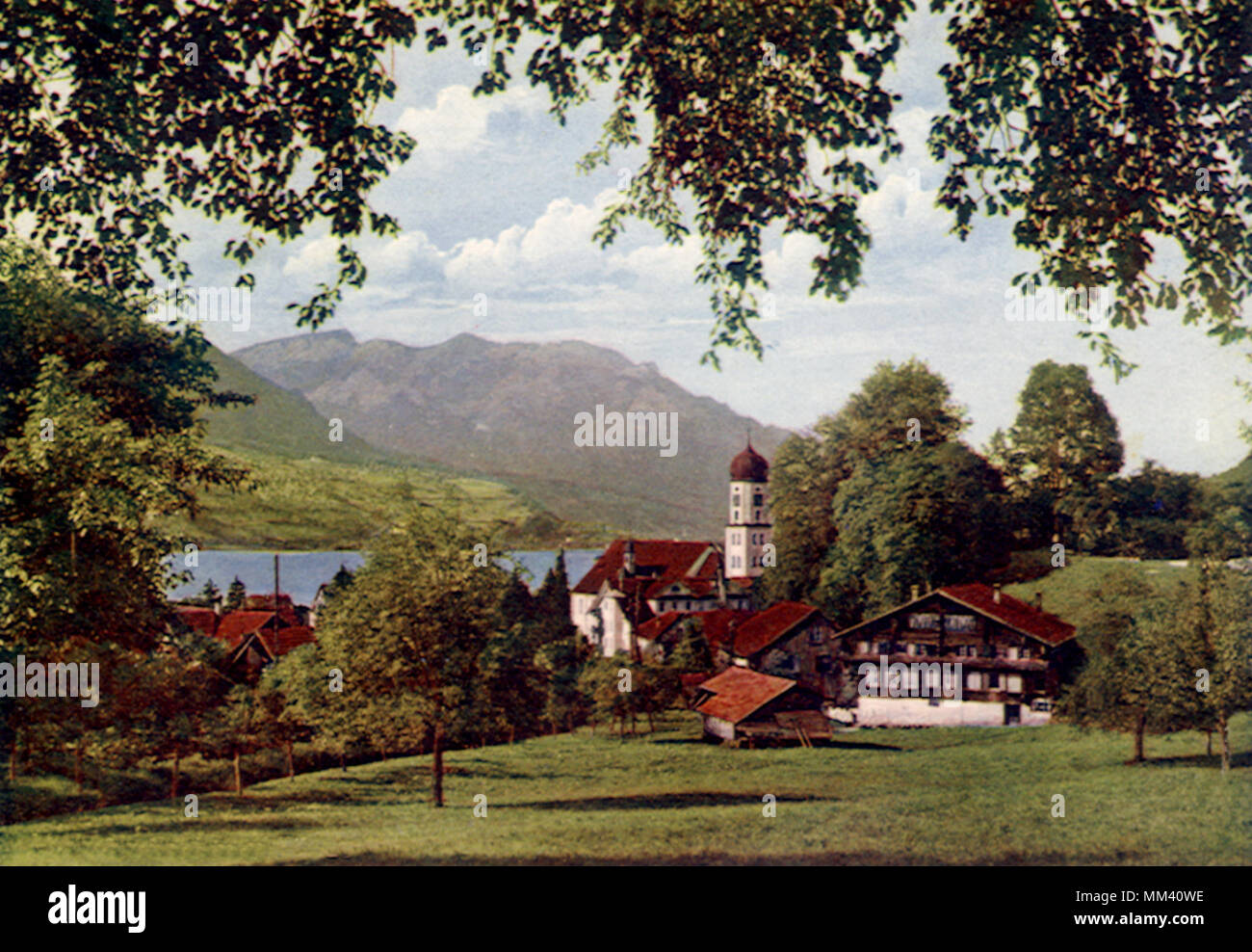 View of Village and Pilatus. Sachseln. 1936 Stock Photo