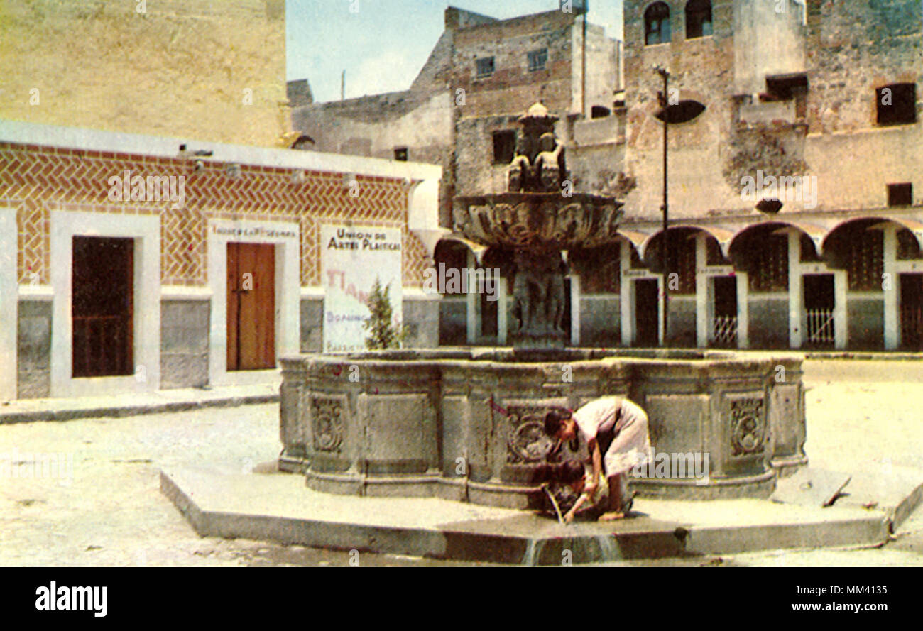 Fountain at Art Neighborhood. Puebla. 1960 Stock Photo
