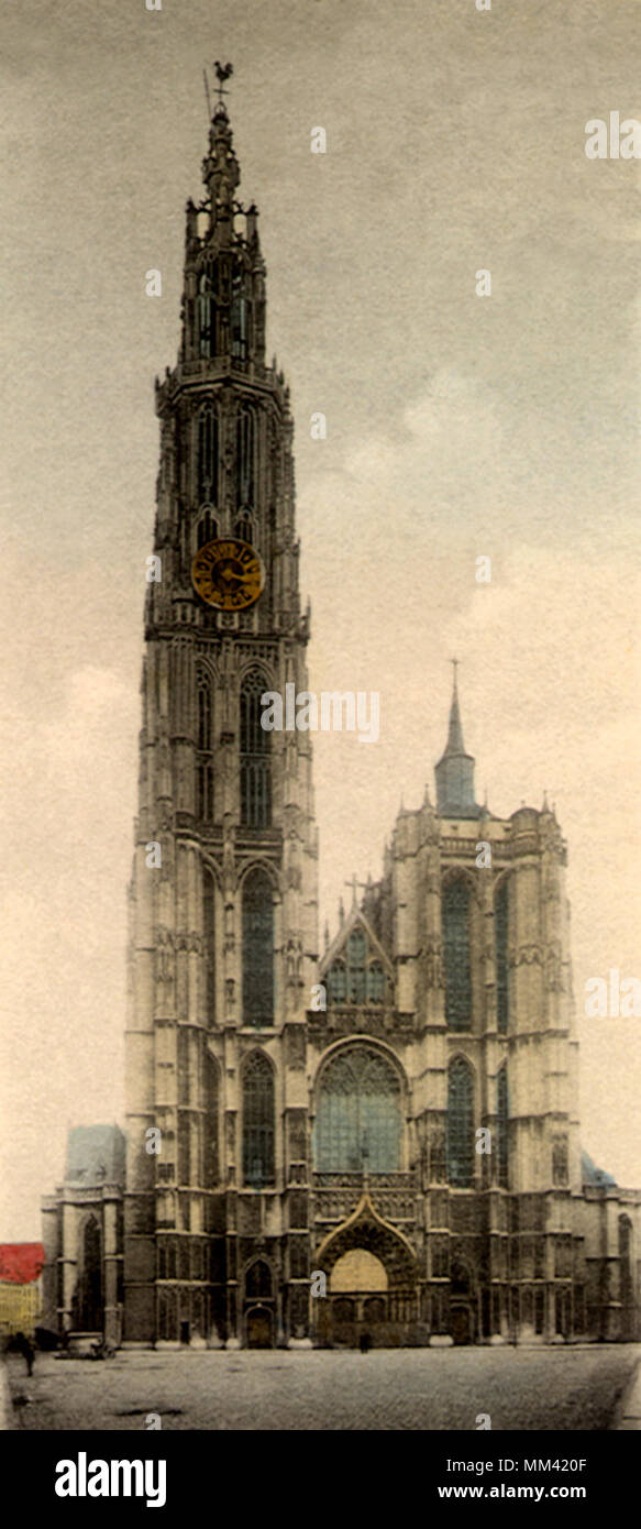 Gothic Cathedral. Antwerp. 1910 Stock Photo
