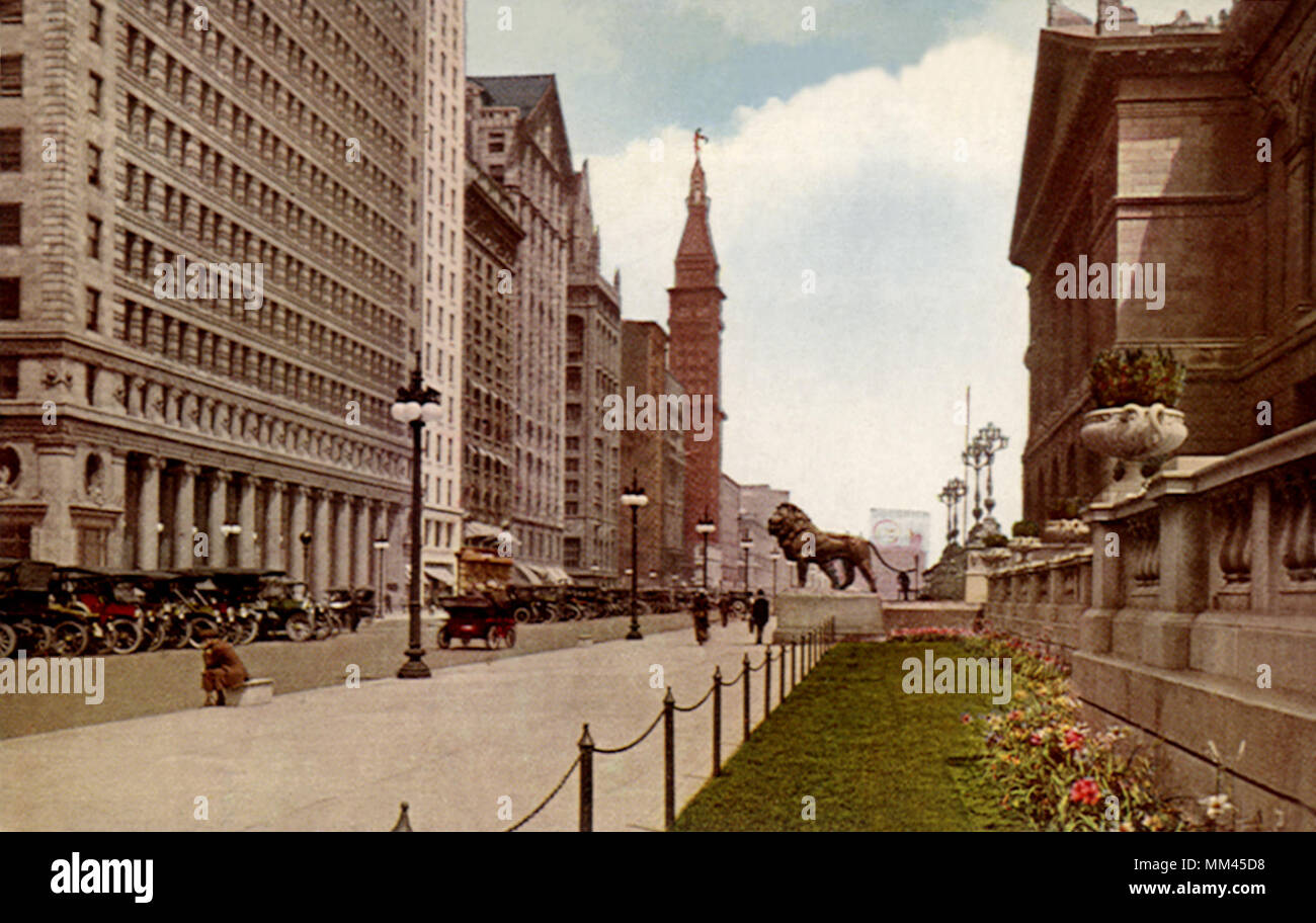 Art Institute & Michigan Ave. Chicago. 1910 Stock Photo