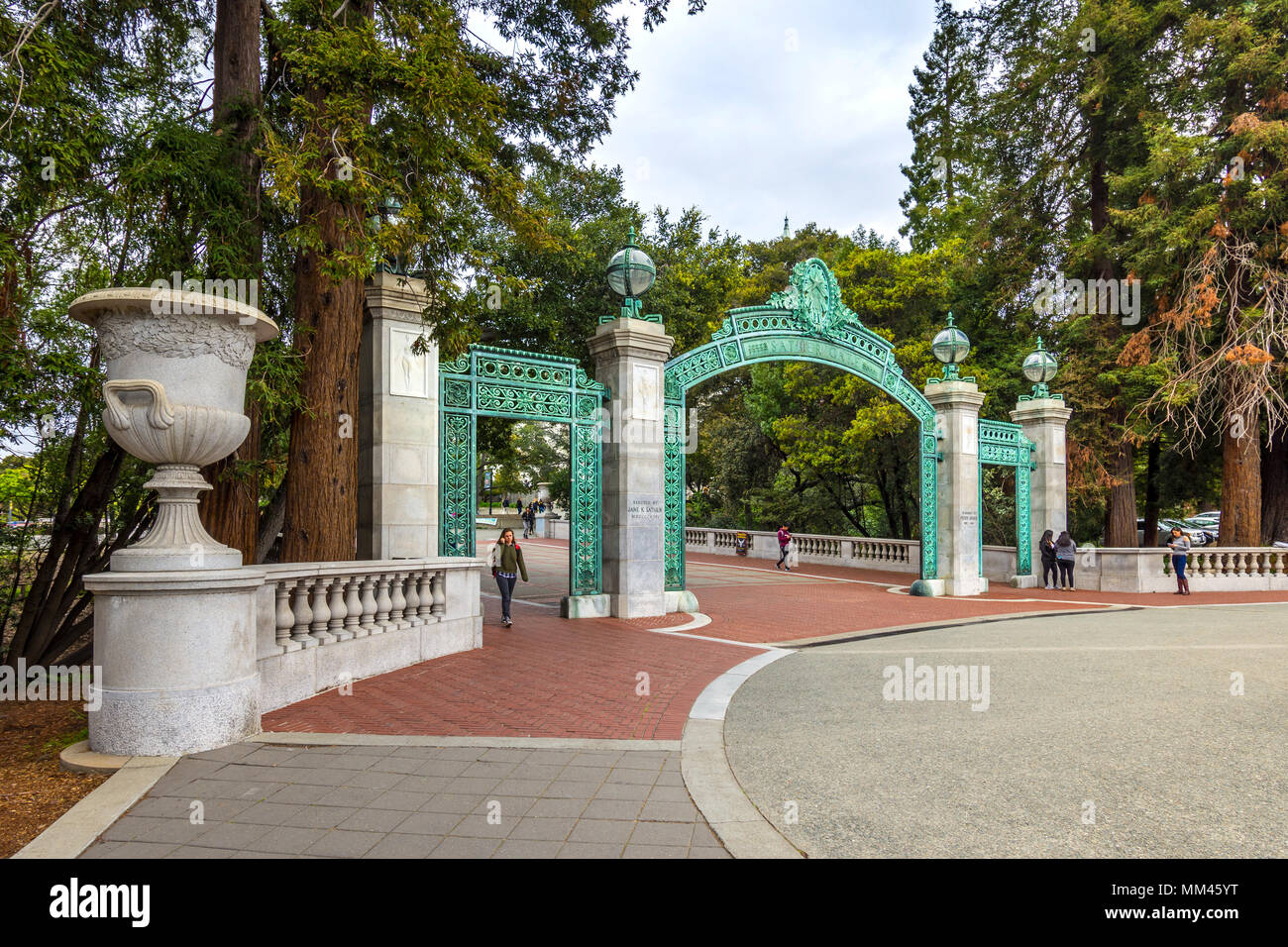 Sather Gate on the UC Berkeley university campus, Berkeley, CA, USA. Stock Photo