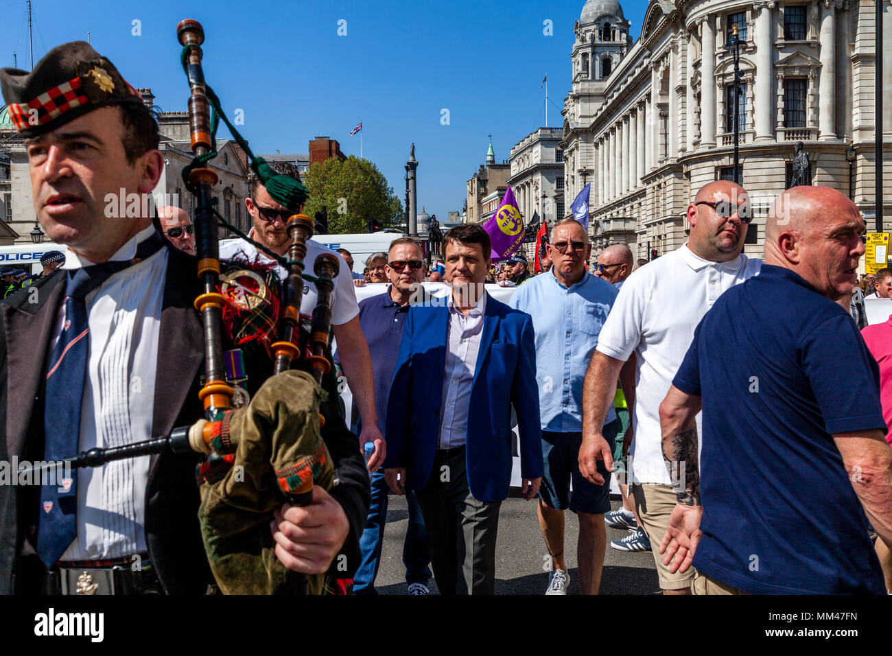 New UKIP leader Gerard Batten takes part in a march from Hyde Park to Whitehall to attend a freedom of speech rally, London, UK Stock Photo