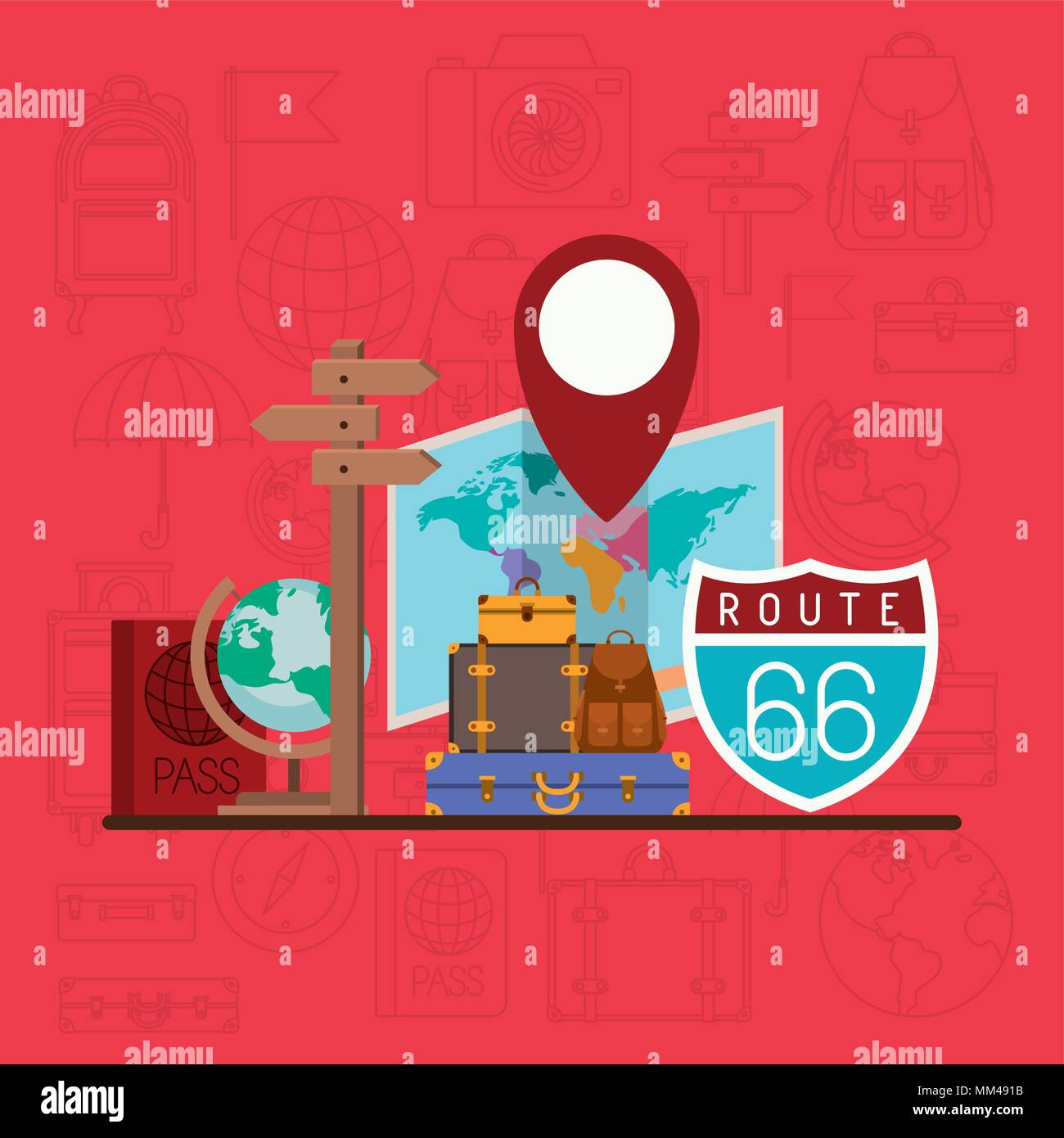 travel around the world set icons Stock Vector
