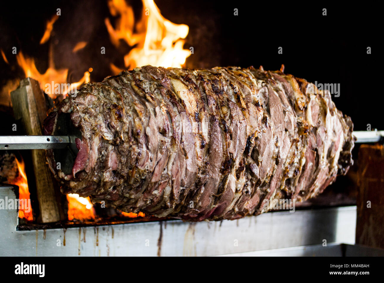 Turkish Cag Kebab Doner in wood fired oven. fast food Stock Photo Alamy