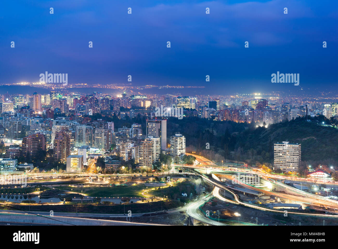 Residential buildings at the wealthy districts of Vitacura and Las