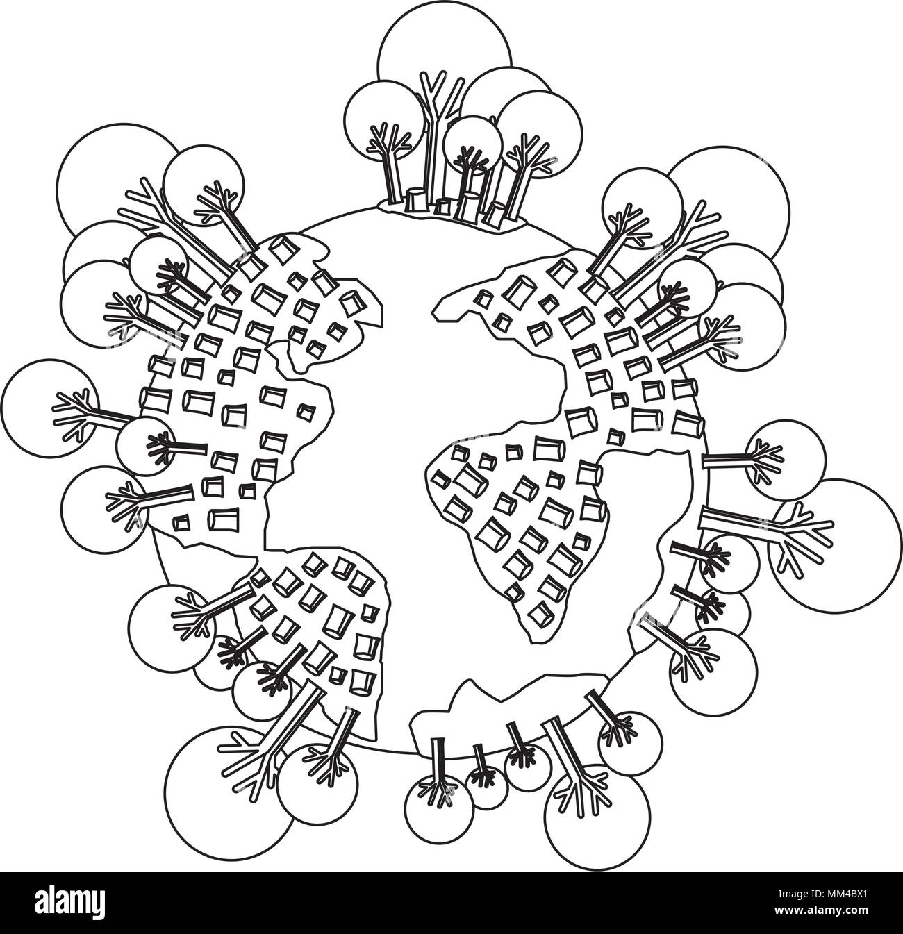 world planet earth with trees Stock Vector Image & Art - Alamy