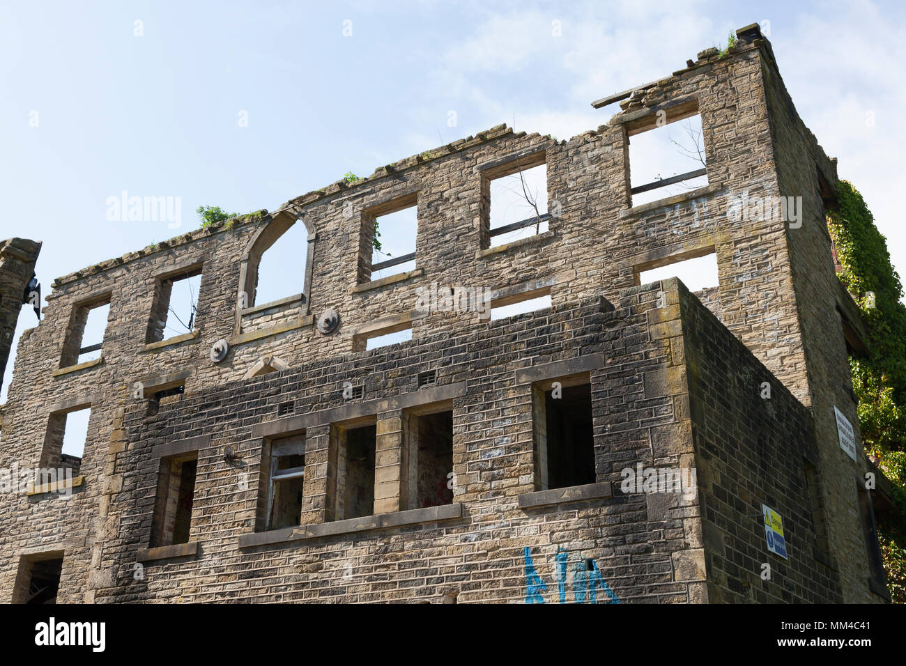 Derelict mill buildings at Linthwaite, West Yorkshire Stock Photo Alamy