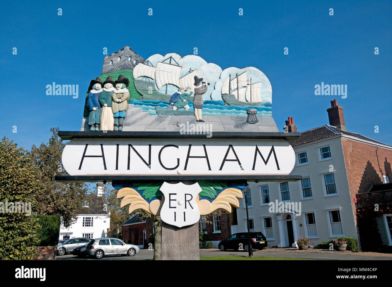 Hingham Village Sign, Norfolk, East Anglia Stock Photo Alamy