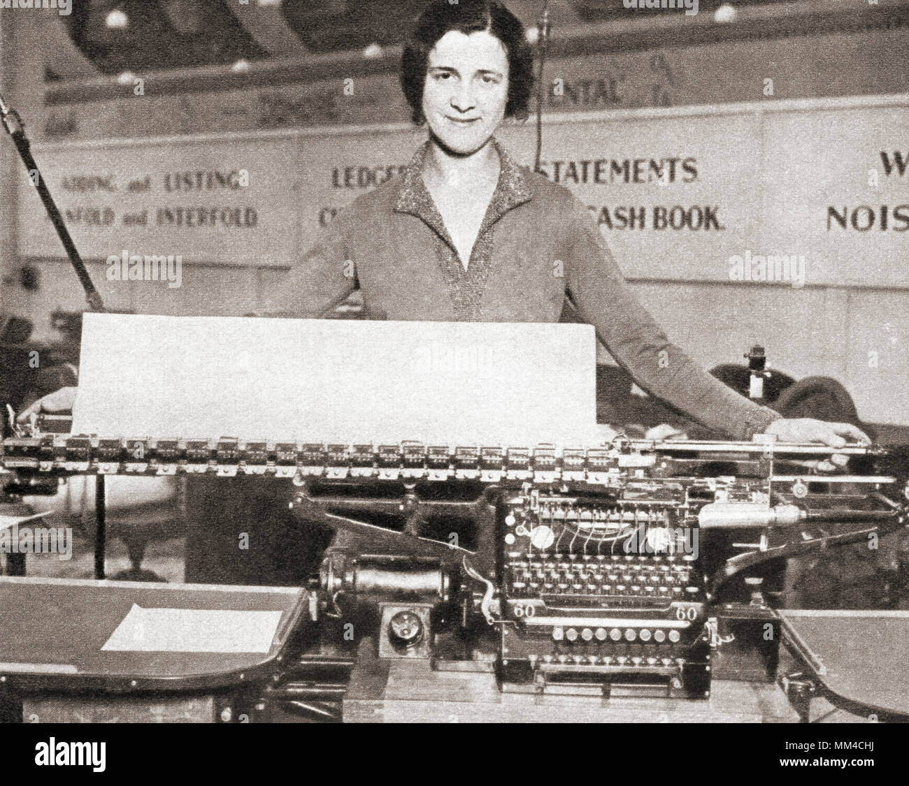 The world's largest typewriter on display at the Business Efficiency Exhibition, White City