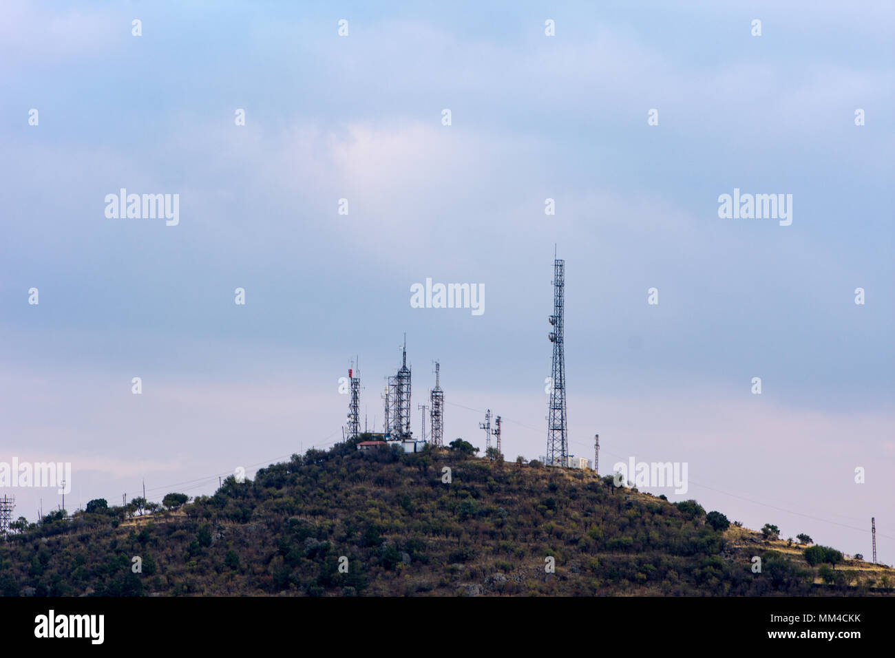 Radio relay tower on the hill over the city of Afyonkarahisar in Turkey  Stock Photo - Alamy