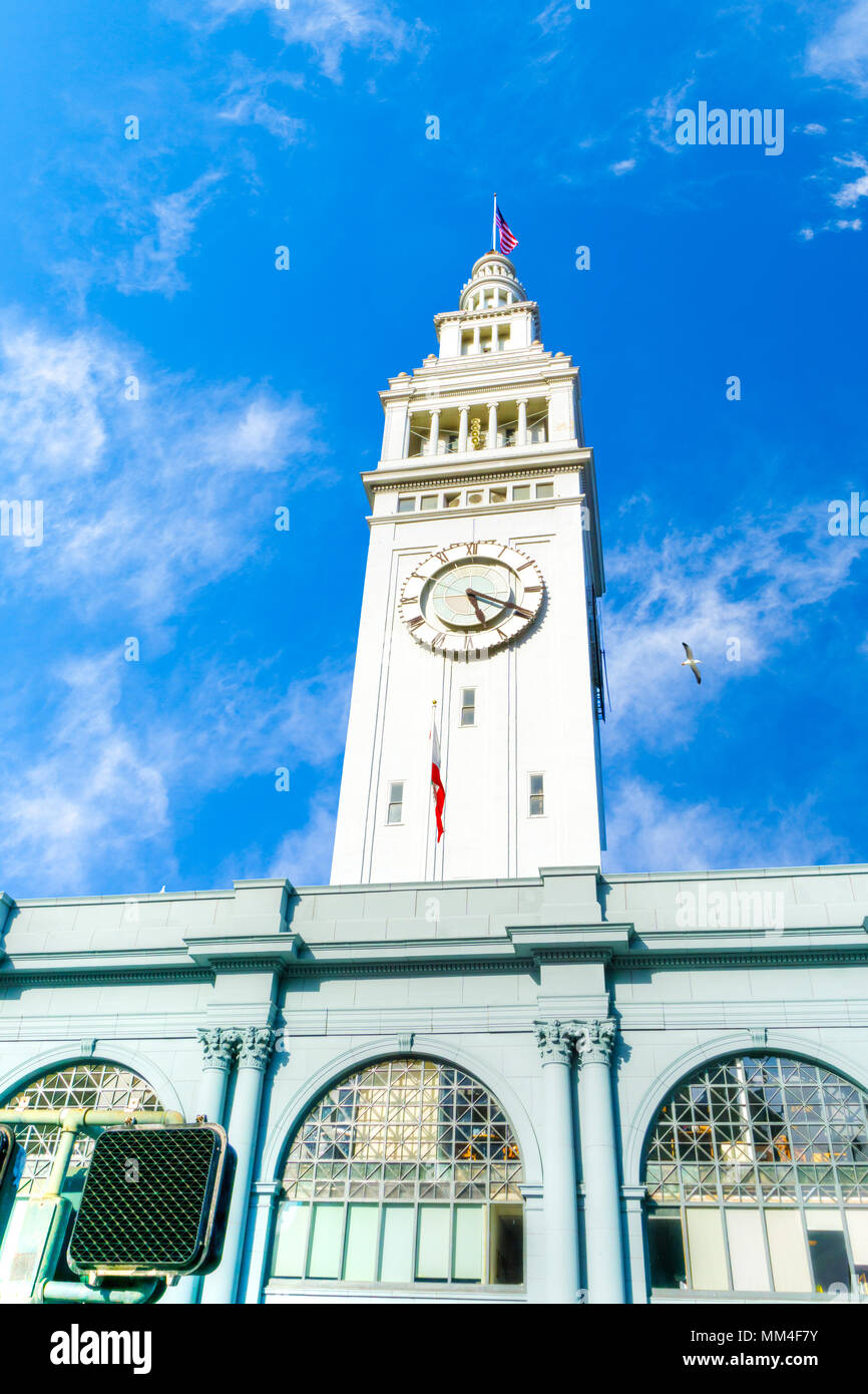 Historic San Francisco Ferry Building with its 245foottall clock