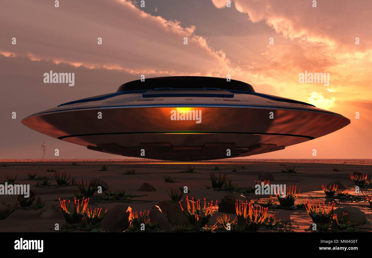 An Alien UFO Landing Site Stock Photo