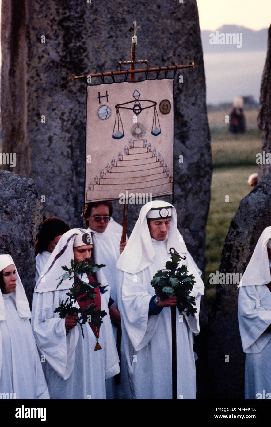 Stonehenge Summer Solstice Wiltshire England UK June 1985 Druids