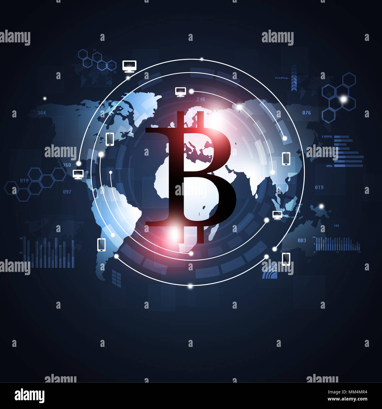 crypto currency bitcoin abstract business blue background Stock Photo -  Alamy