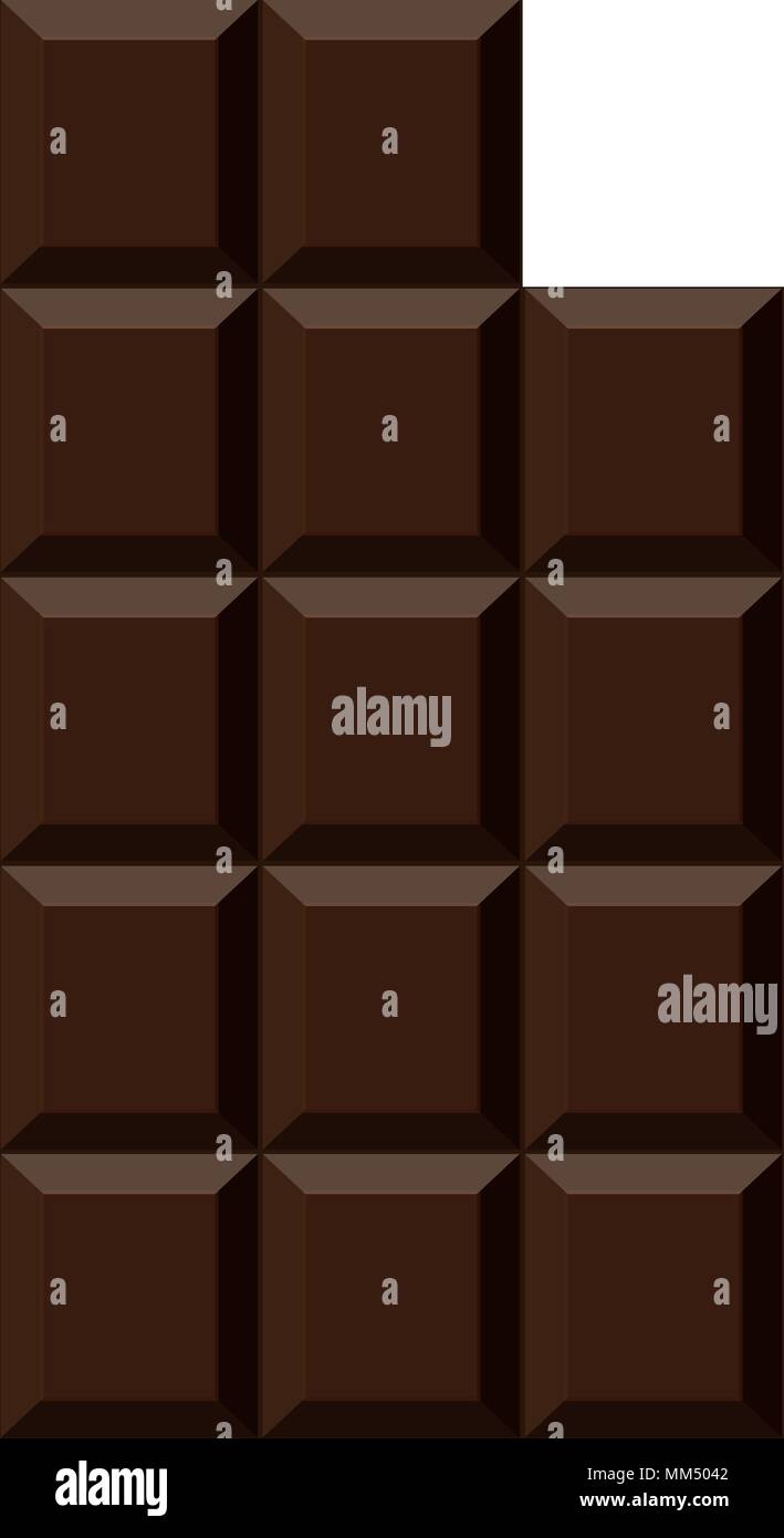 Chocolate bar isolated on white background. Top view. Vector. Stock Vector