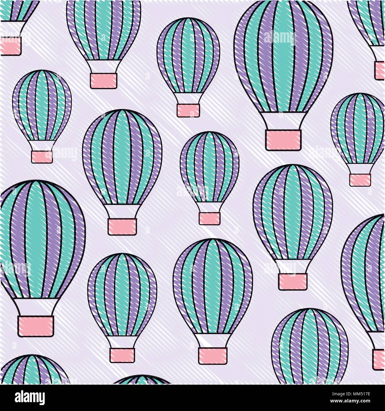 background with hot air balloons pattern, vector illustration Stock ...