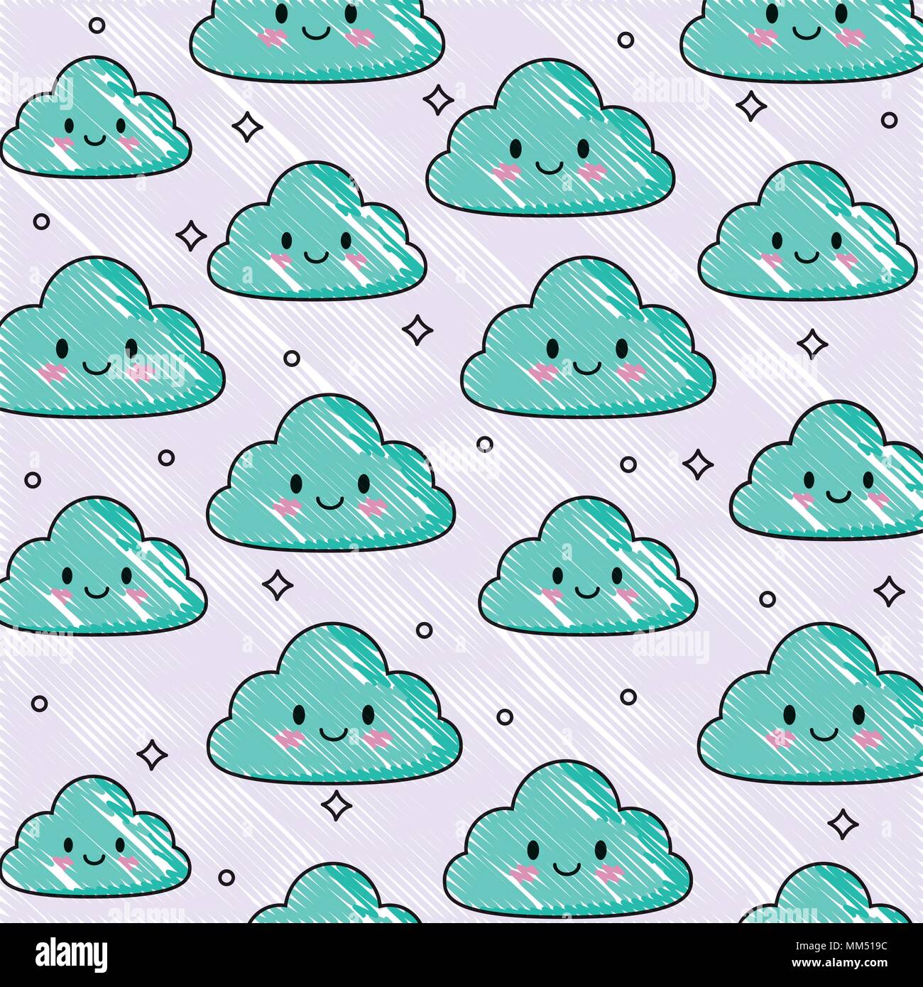 background of kawaii clouds, colorful design. vector illustration Stock ...
