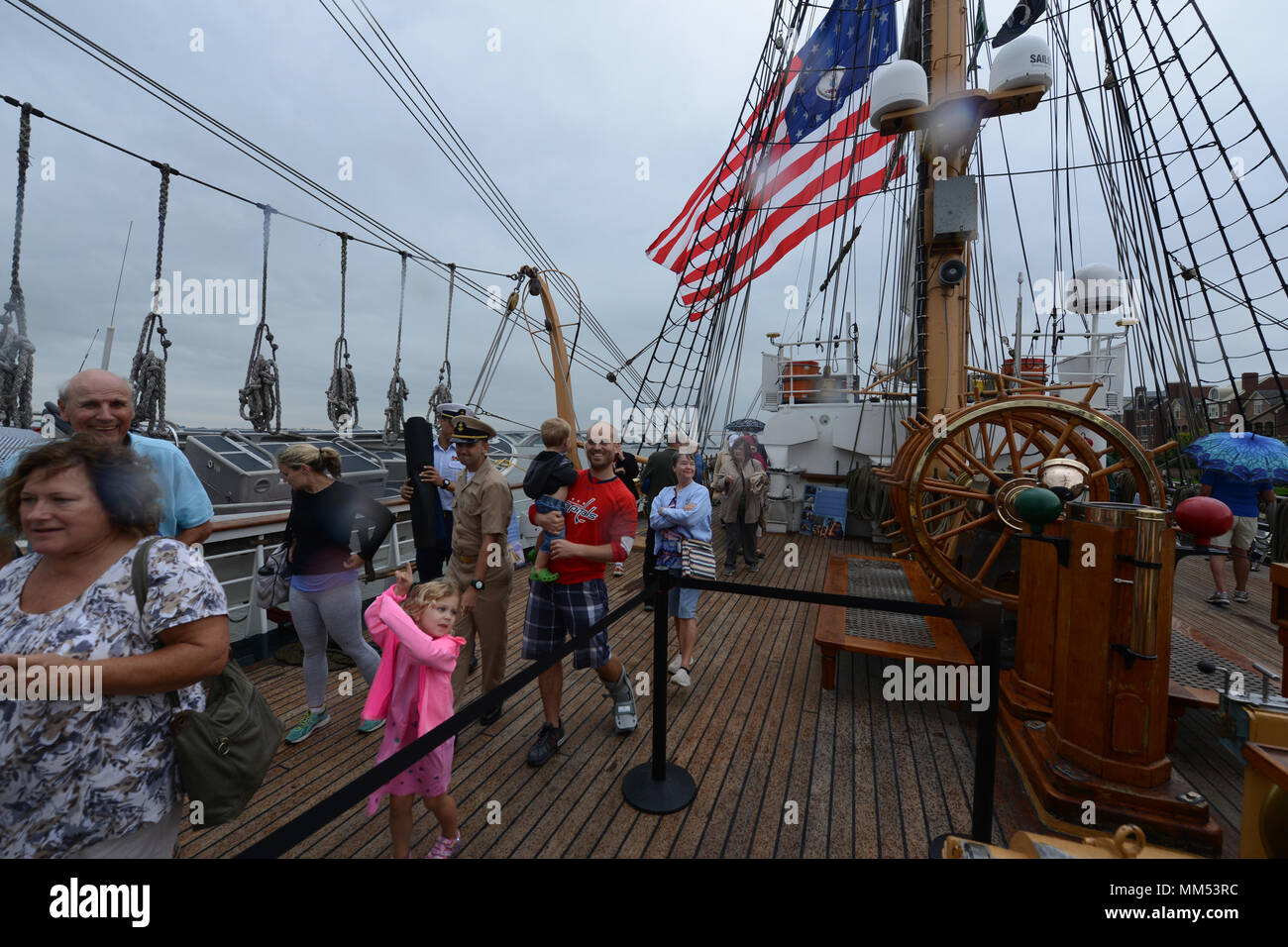 Members of the public tour the Coast Guard Cutter Barque Eagle hosted