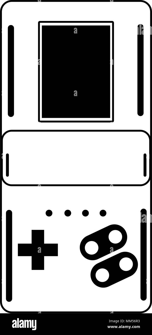 Portable videogame console technology on black and white Stock Vector