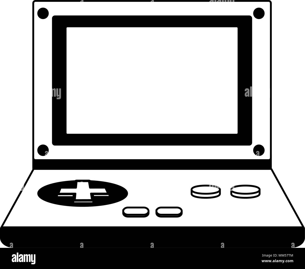 Portable videogame console technology on black and white Stock Vector ...
