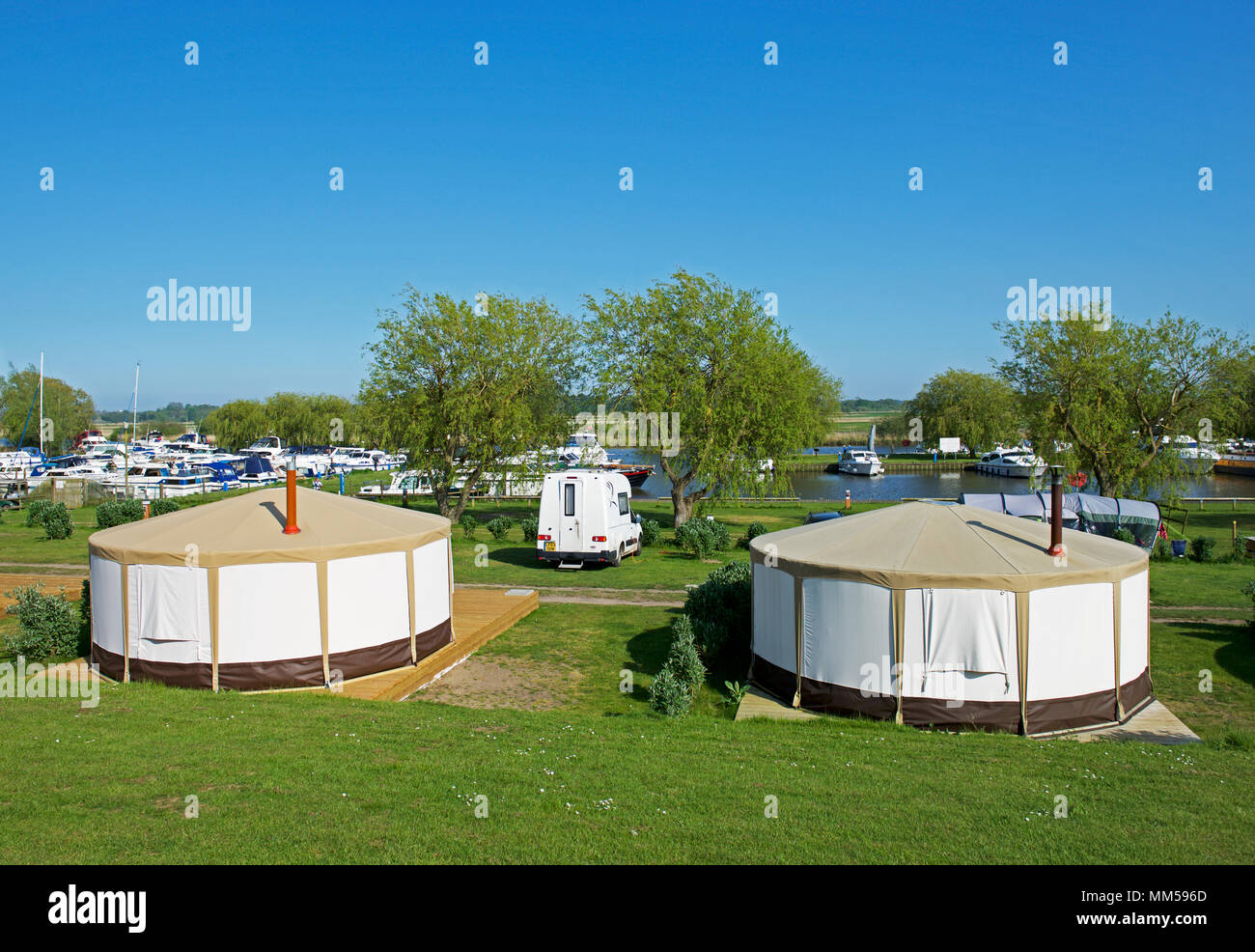 The Waveney River Centre campsite, Burgh St Peter, Norfolk, England UK