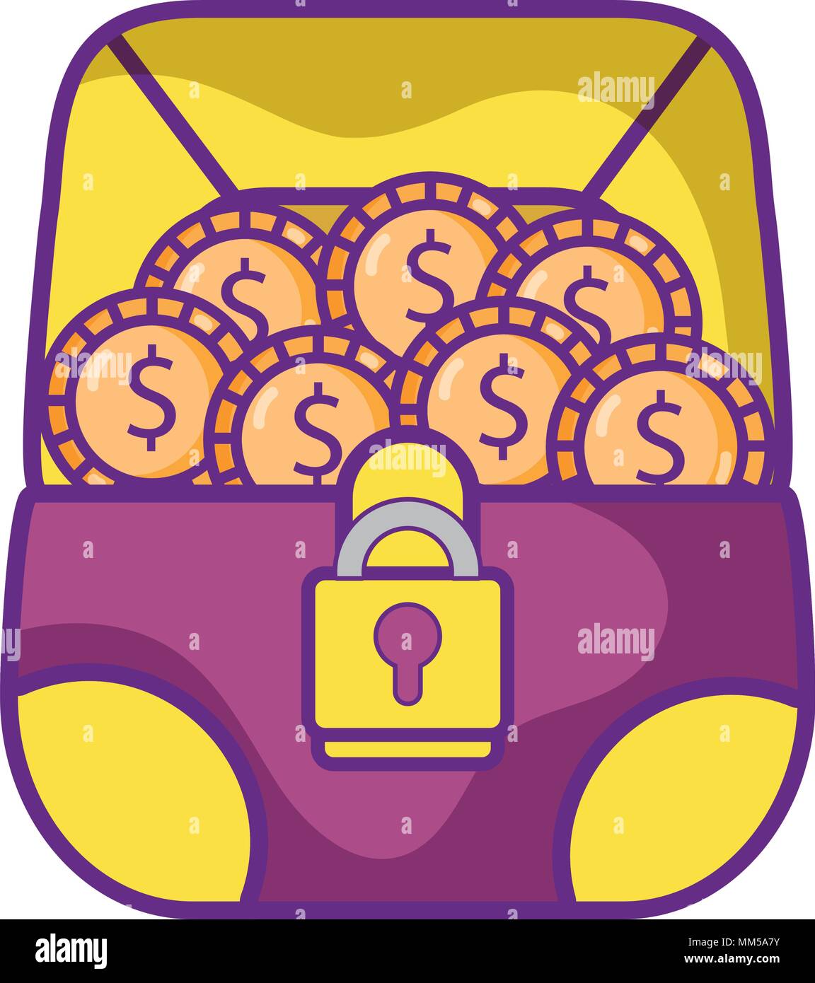 open graphic chest with gold coins and padlock Stock Vector Image & Art ...