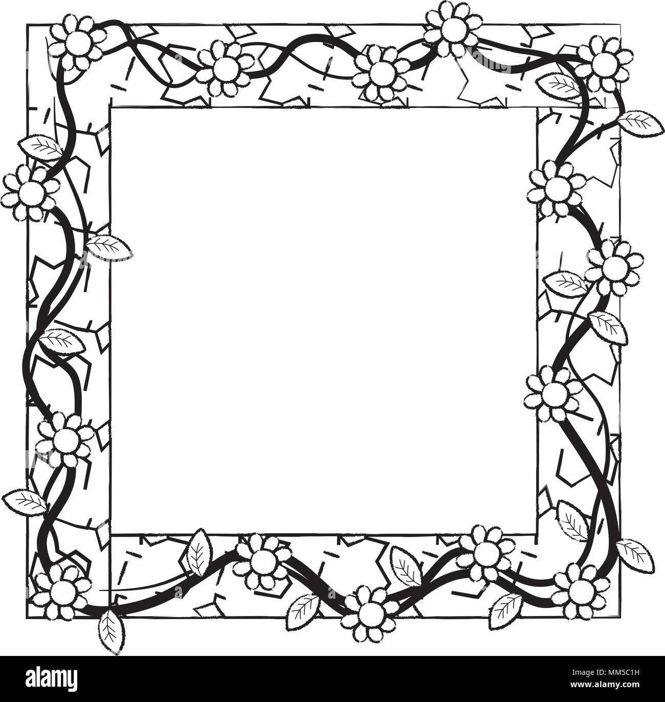 grunge rustic framework with flowers and stone decoration Stock Vector  Image & Art - Alamy