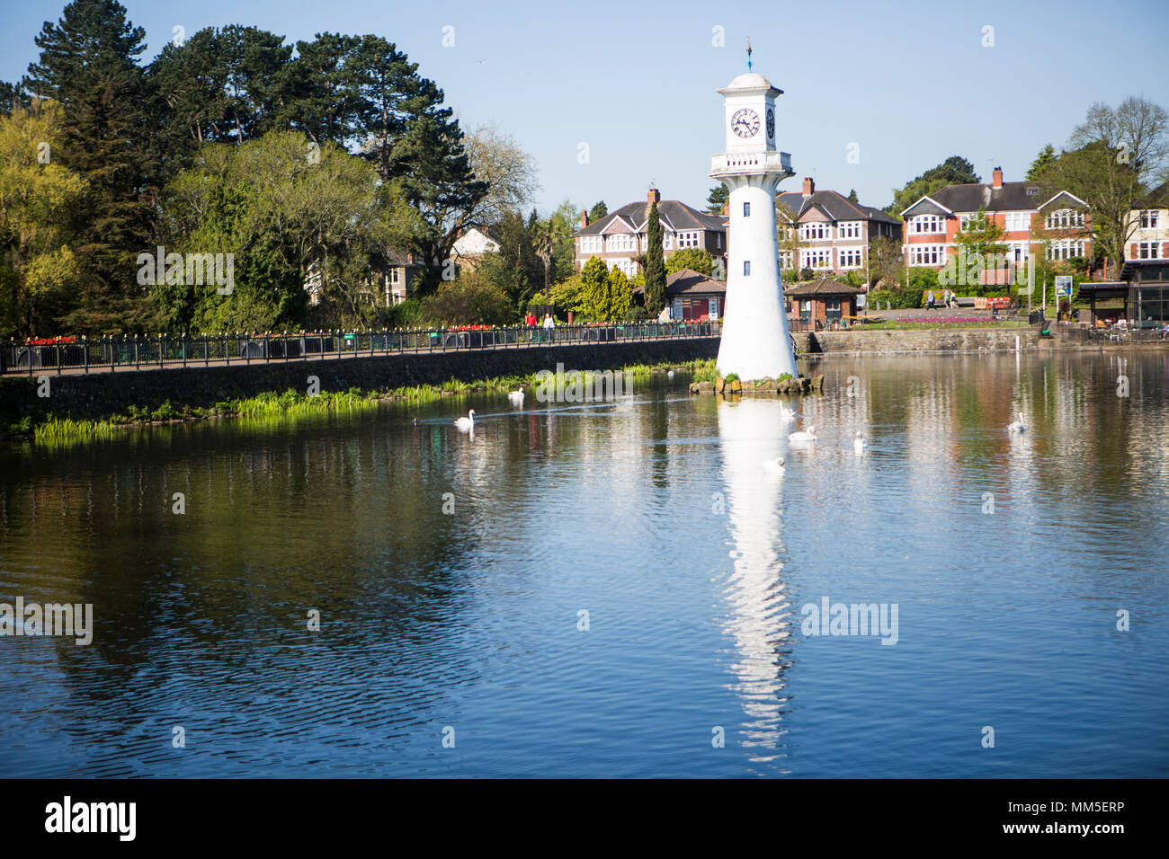 The iconic clock tower in Roath park, the best park in Wales Stock ...