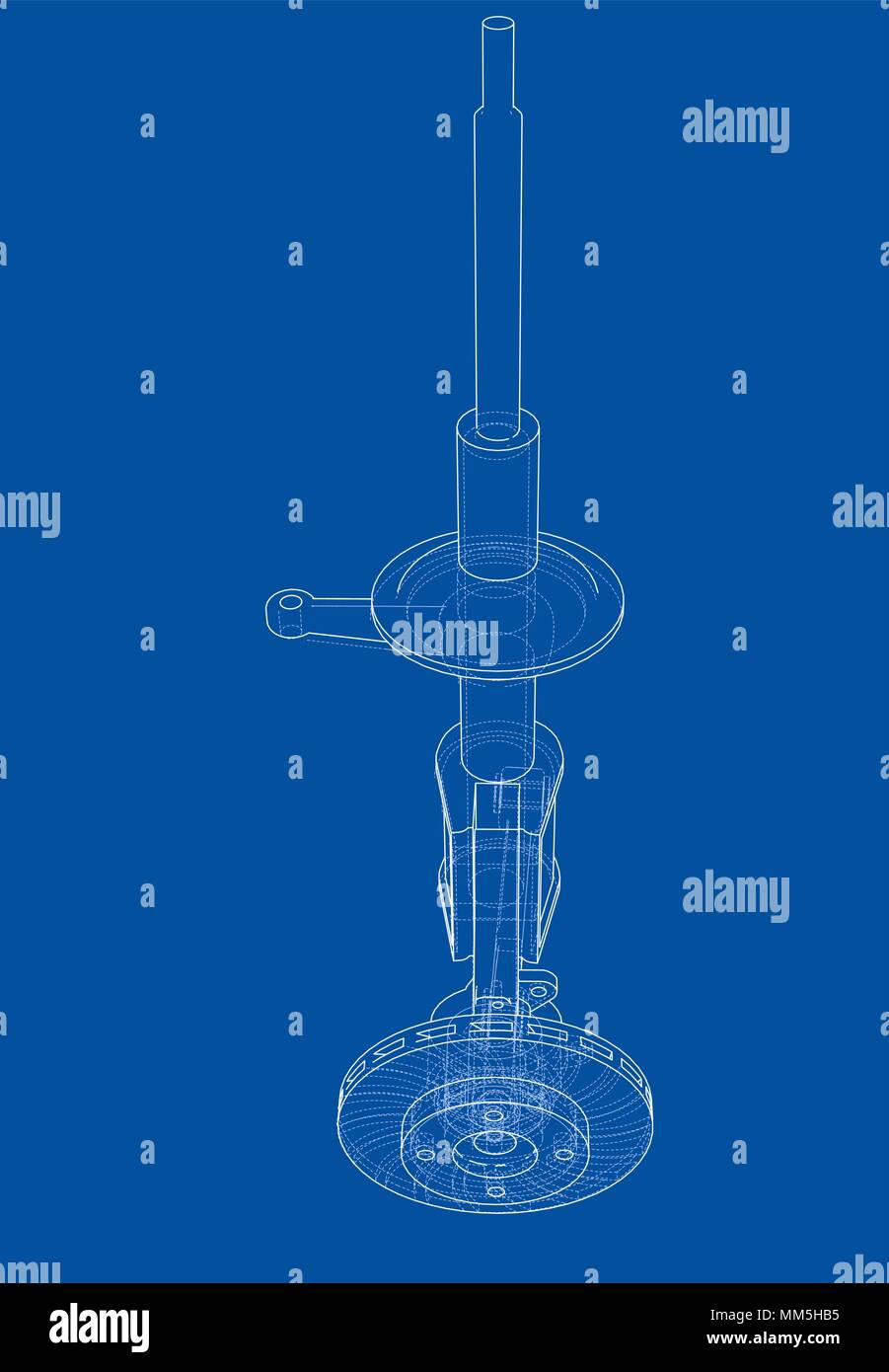 Car dampers with brake disc outline. Vector Stock Vector