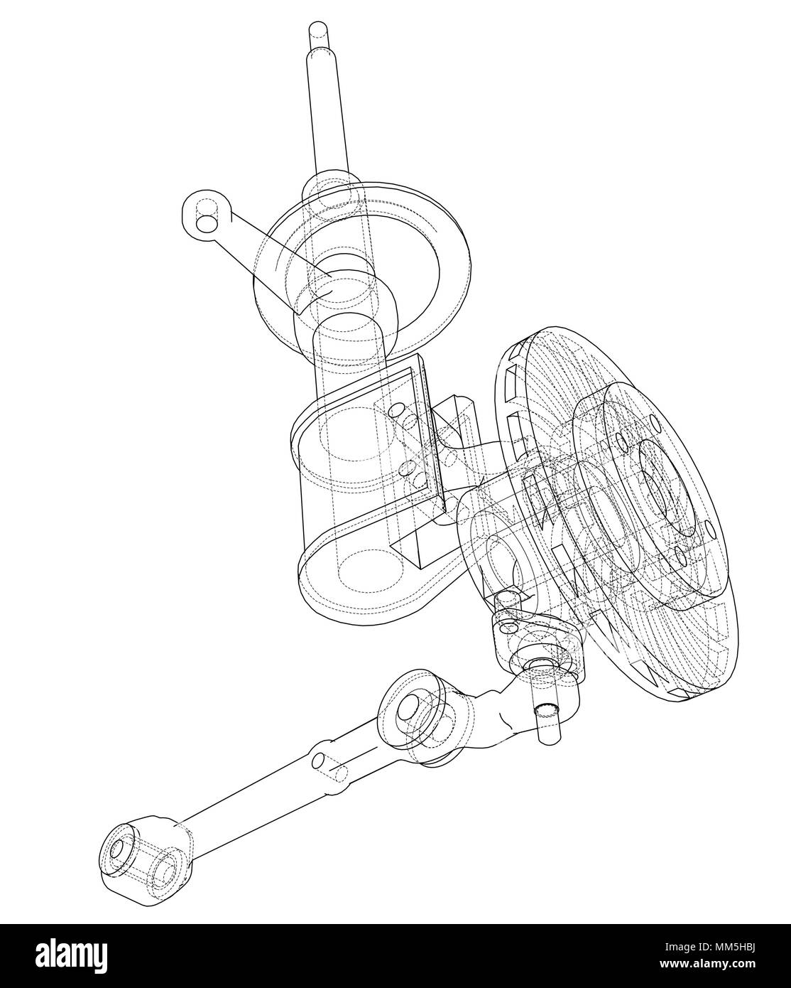 Car dampers with brake disc outline. Vector Stock Vector