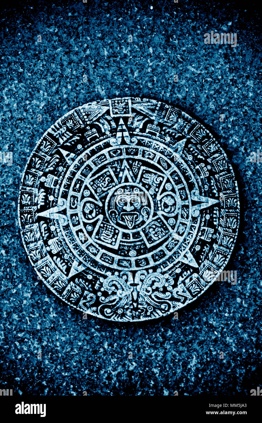 replica of the Aztec calendar engraved in stone Stock Photo Alamy
