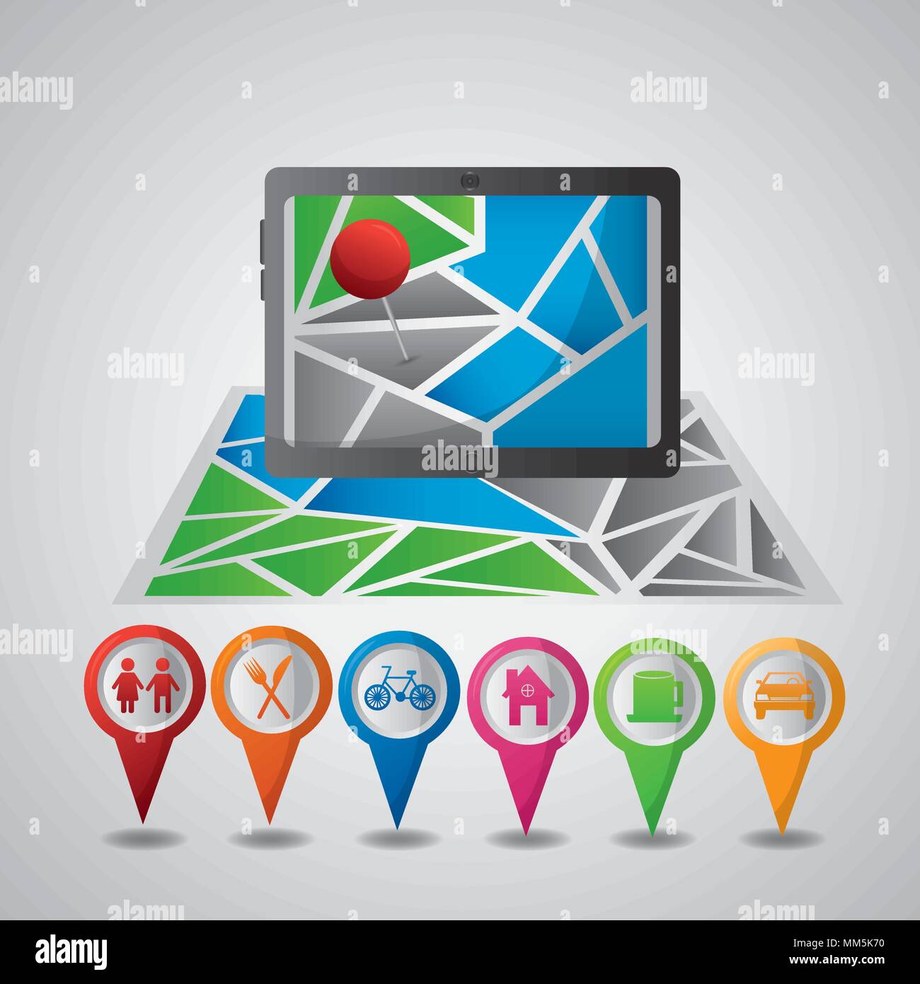 gps navigation application technology pins maps places vector ...