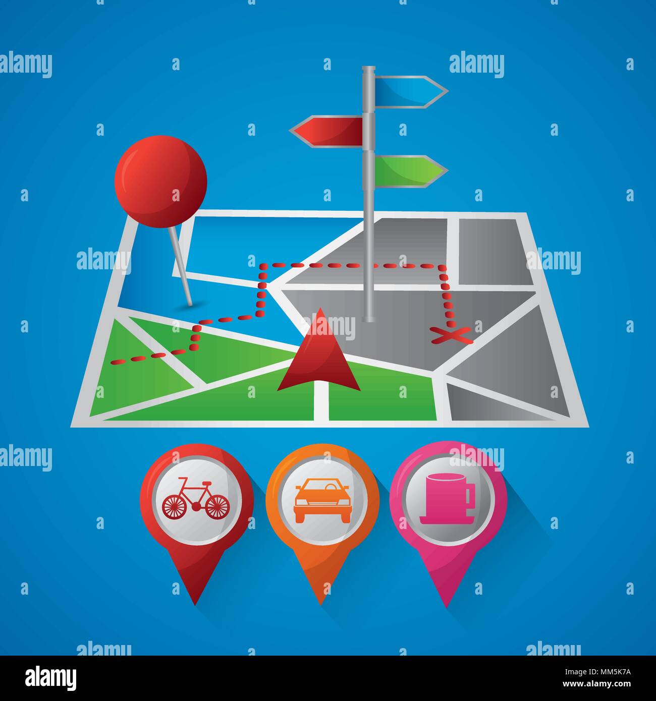 gps navigation application arrival point pin maps restaurant gasoline ...