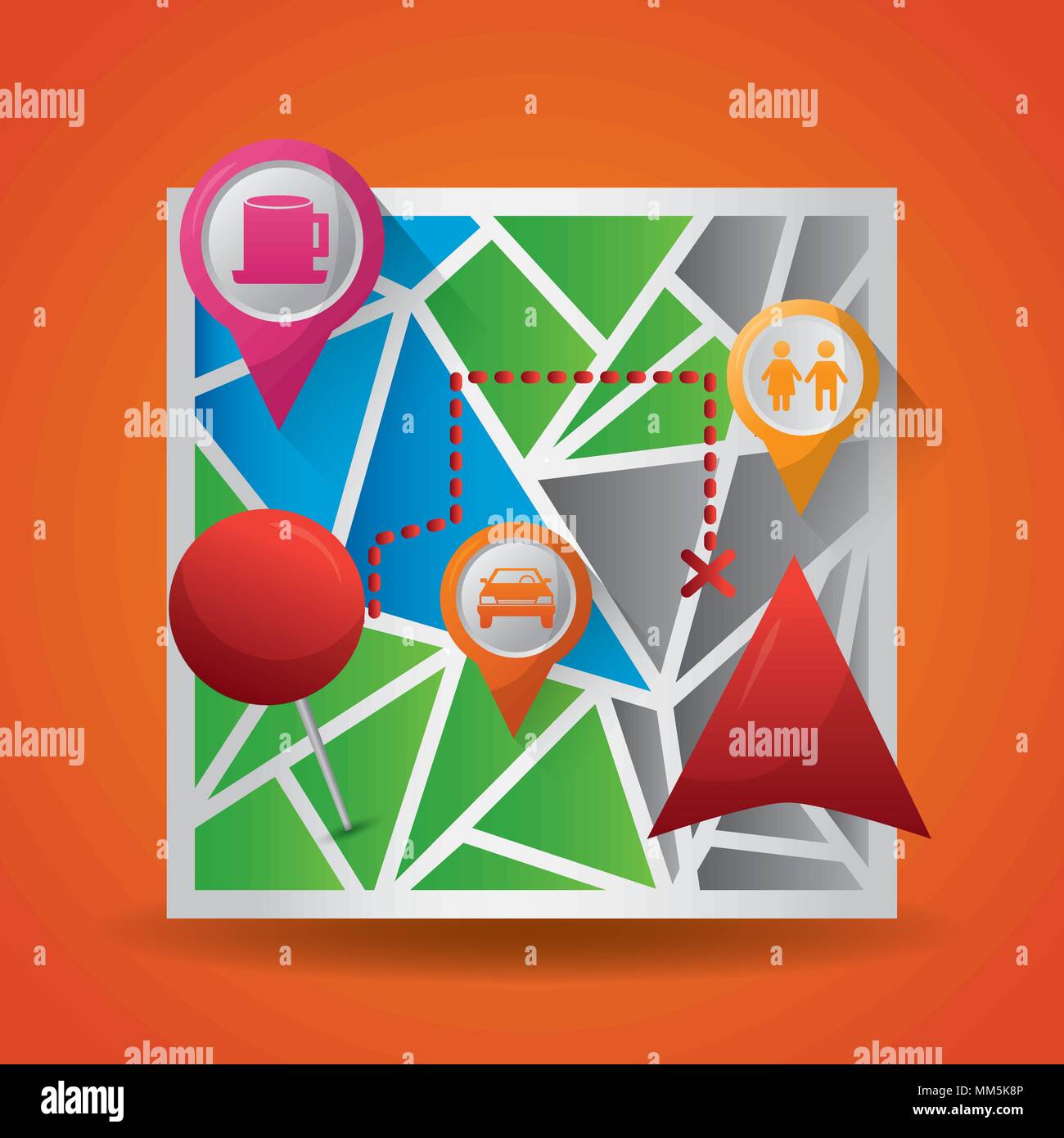 gps navigation application maps locations destination places vector ...
