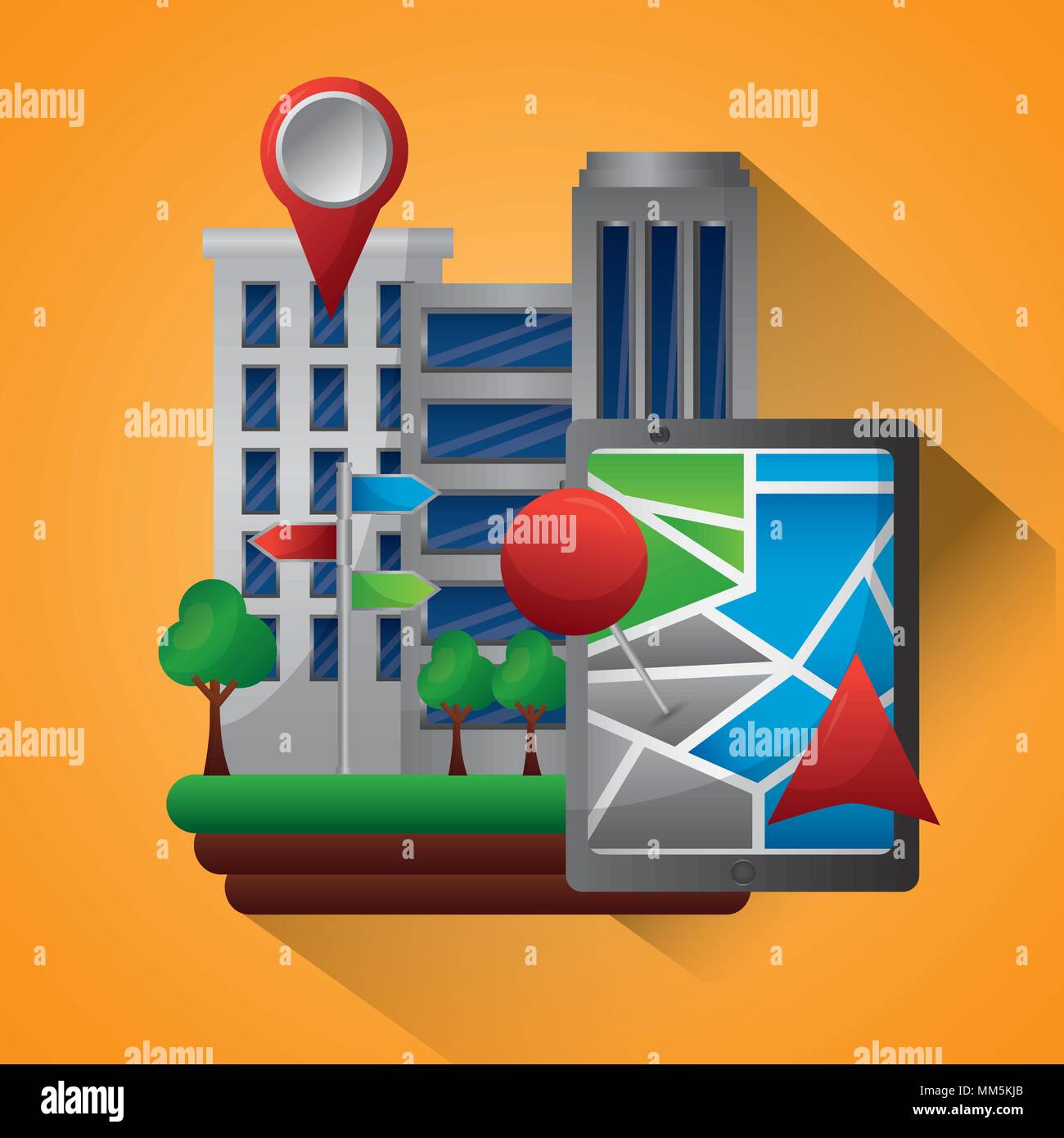 gps navigation application buildings technology app pin maps vector ...