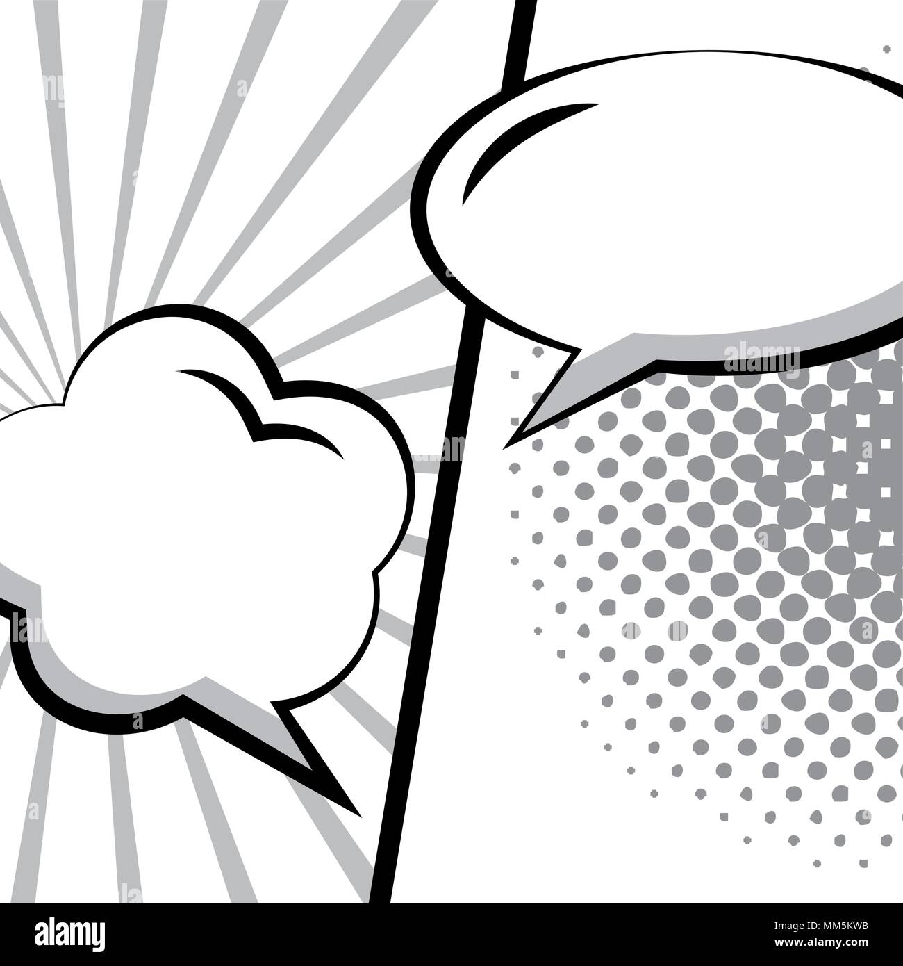 comic empty speech bubbles on halftone dots white background in retro ...
