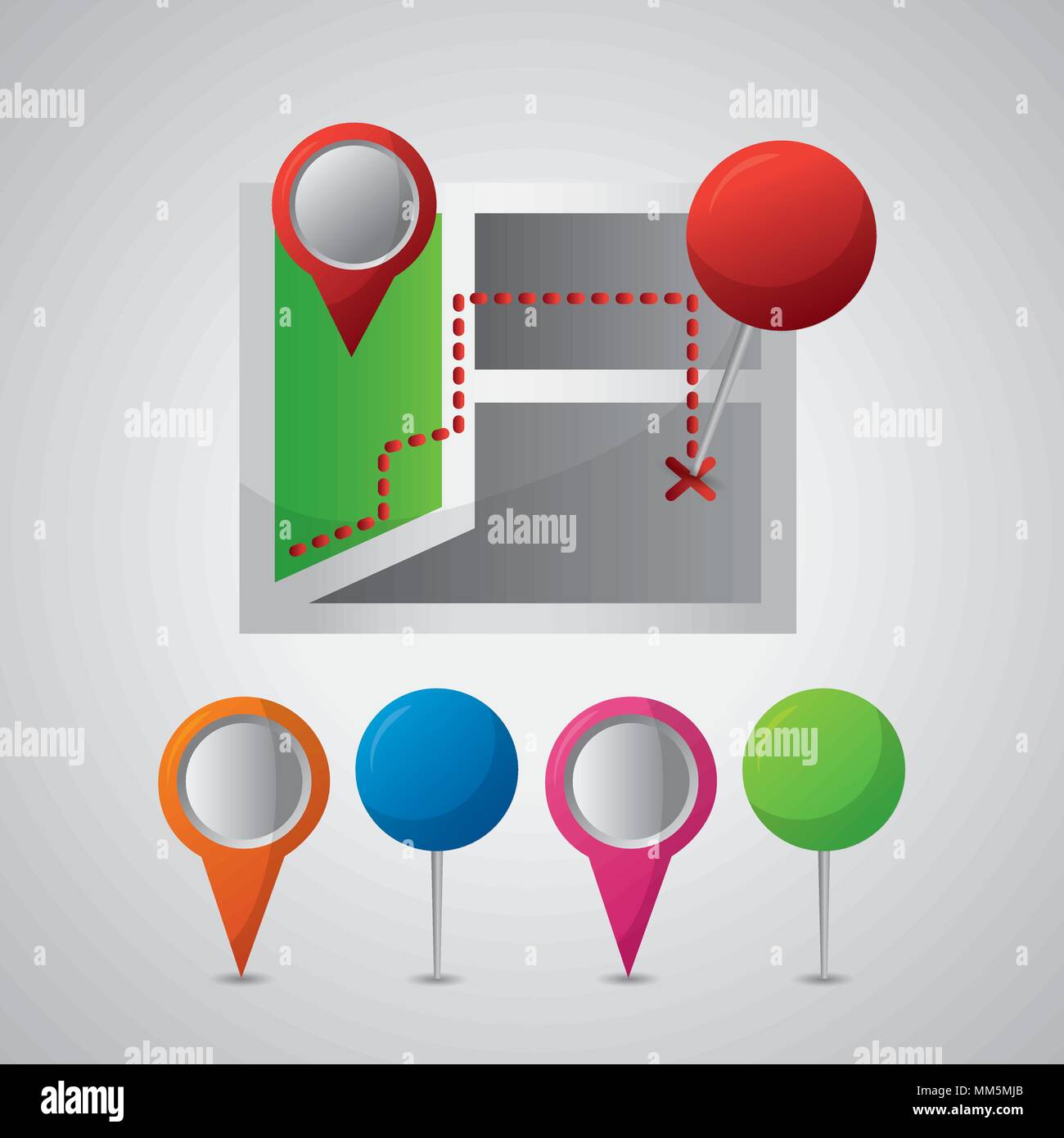 gps navigation application colorful locations pin maps destination ...