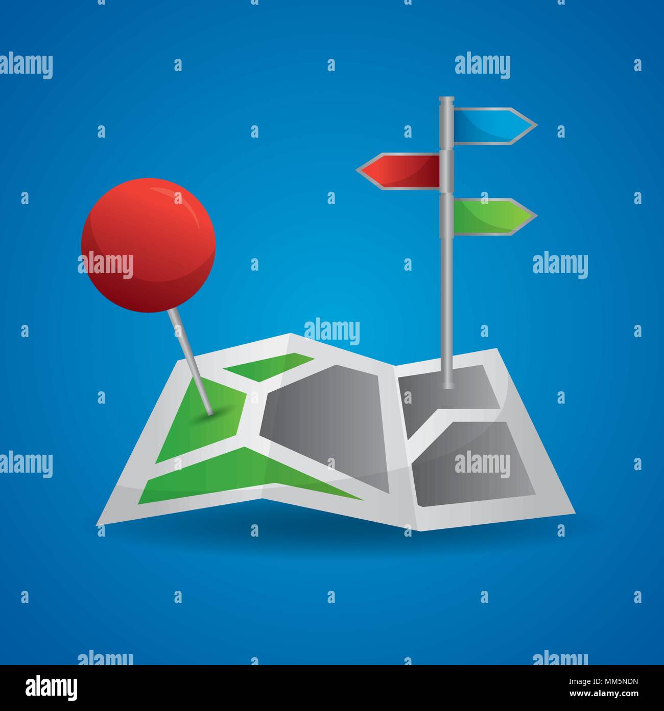 gps navigation application blue background red pin map direction vector ...