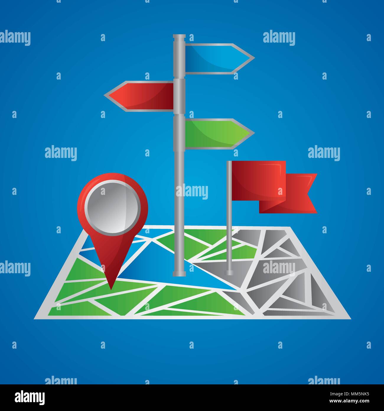 gps navigation application map with signaling ubication blue background
