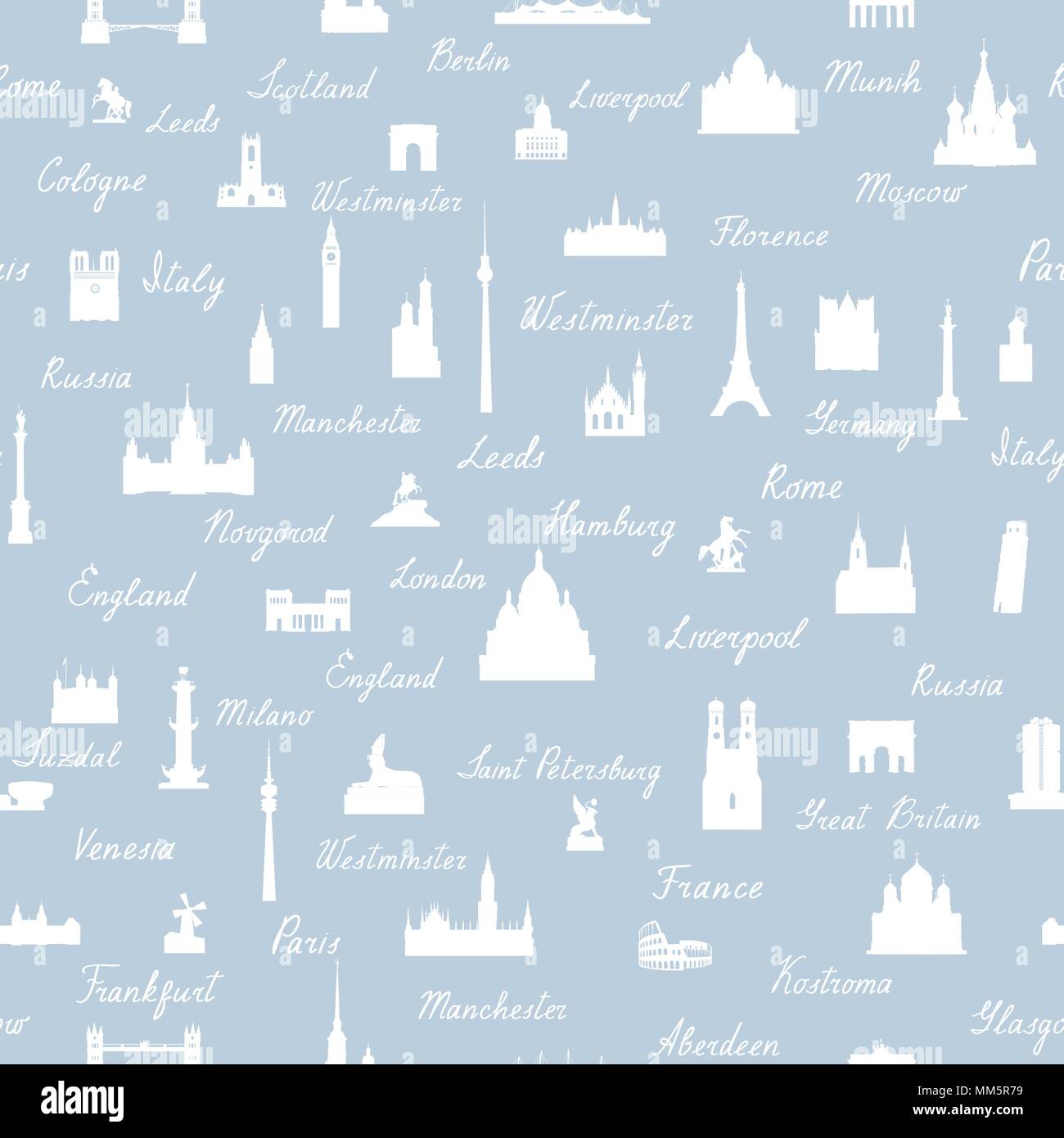 Travel world landmarks seamless pattern. Travel sight icon tile ...