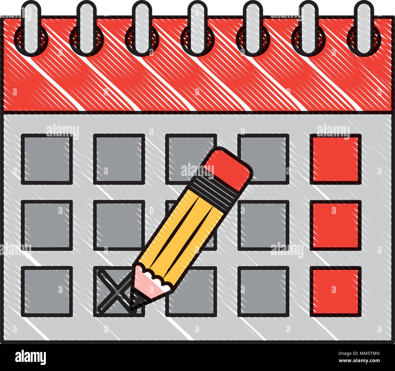 calendar reminder with pencil event vector illustration Stock Vector ...