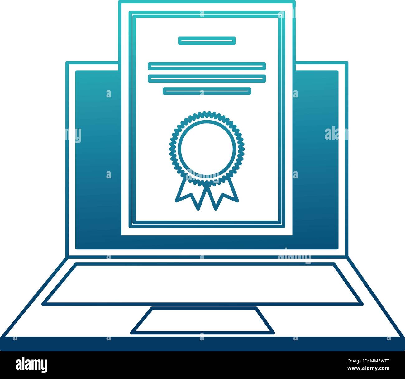 laptop computer with diploma isolated icon vector illustration design ...