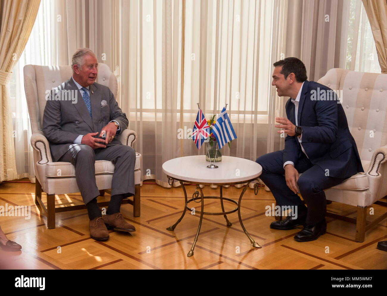 The Prince of Wales (left) meets Alexis Tsipras, Prime Minister of Greece  at Maximos Mansion in Athens, Greece, as part of his visit to the country  Stock Photo - Alamy