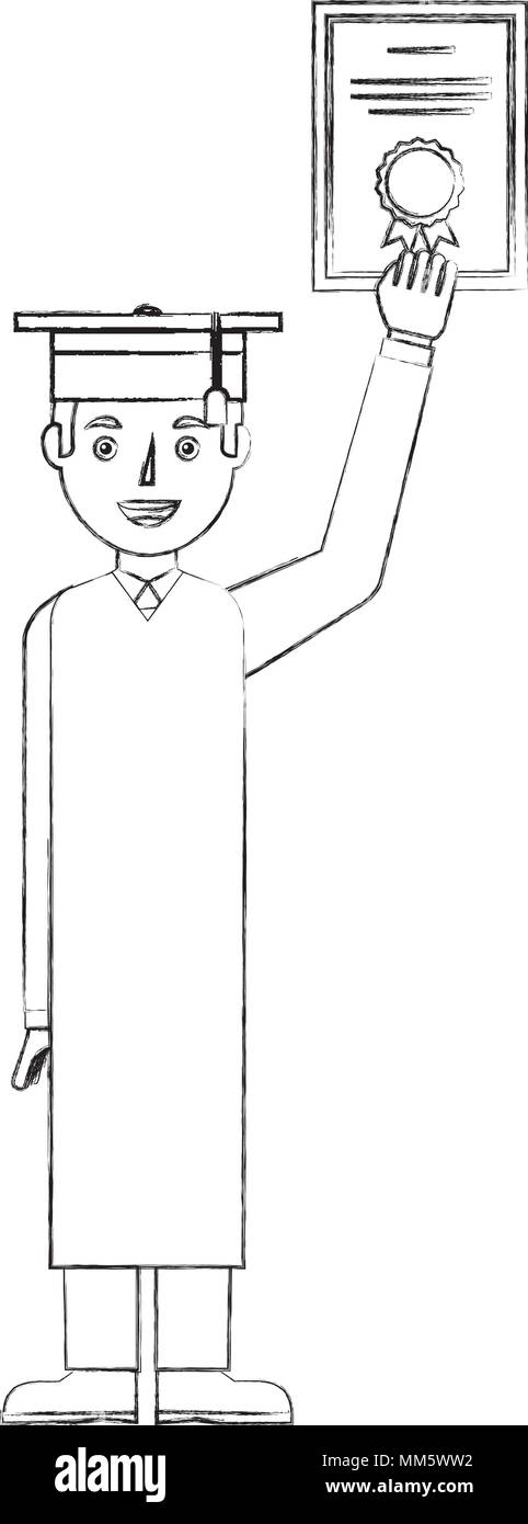 young man with graduation hat and diploma vector illustration design ...