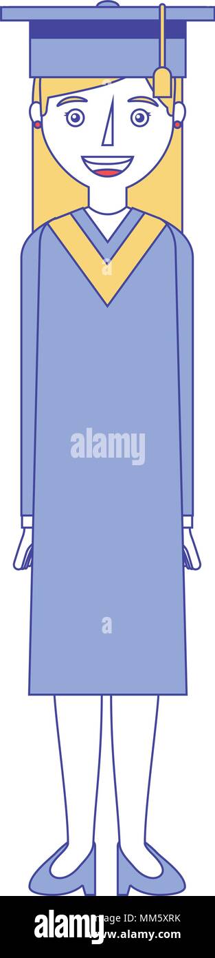 graduate student woman standing character vector illustration Stock ...