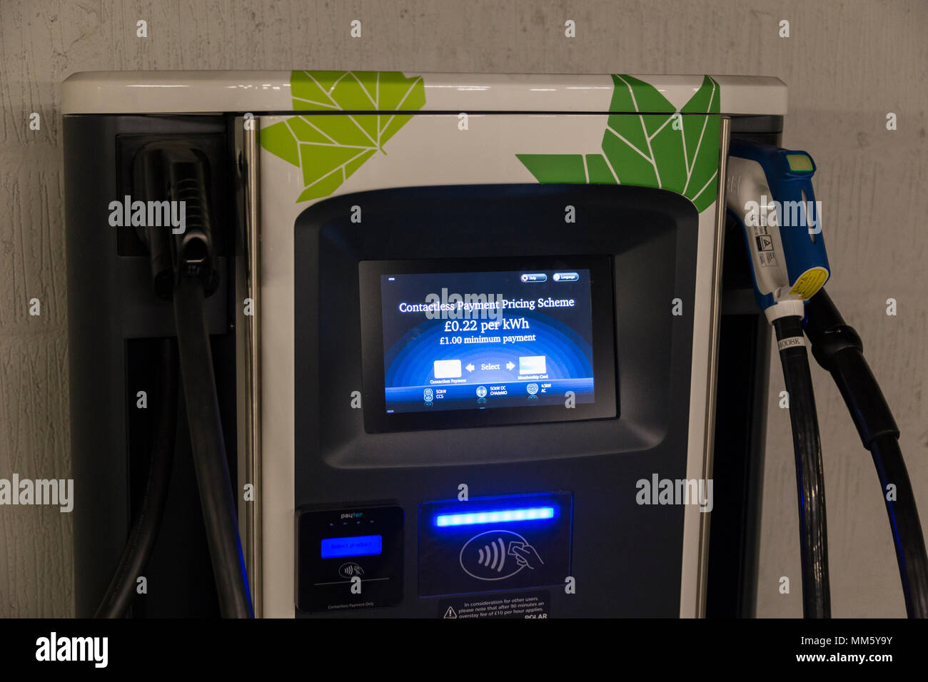 Polar electric car battery charging / re-charging battery point inside the  underground multi storey / level car park operated by Q park in Cavendish  Sq. London. W1G 0PN. UK. (96 Stock Photo - Alamy