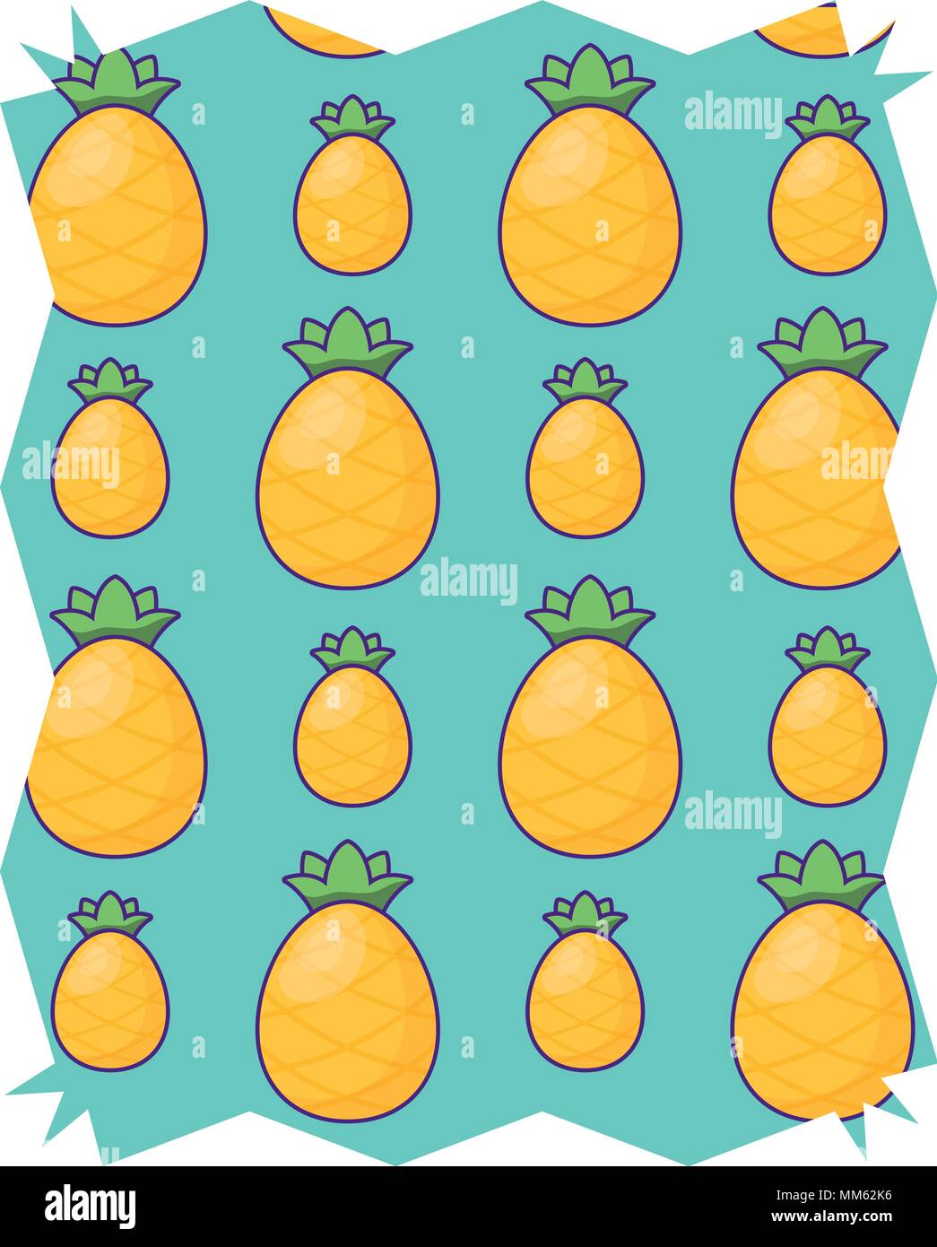 abstract frame with pineapples pattern over white background, vector illustration Stock Vector