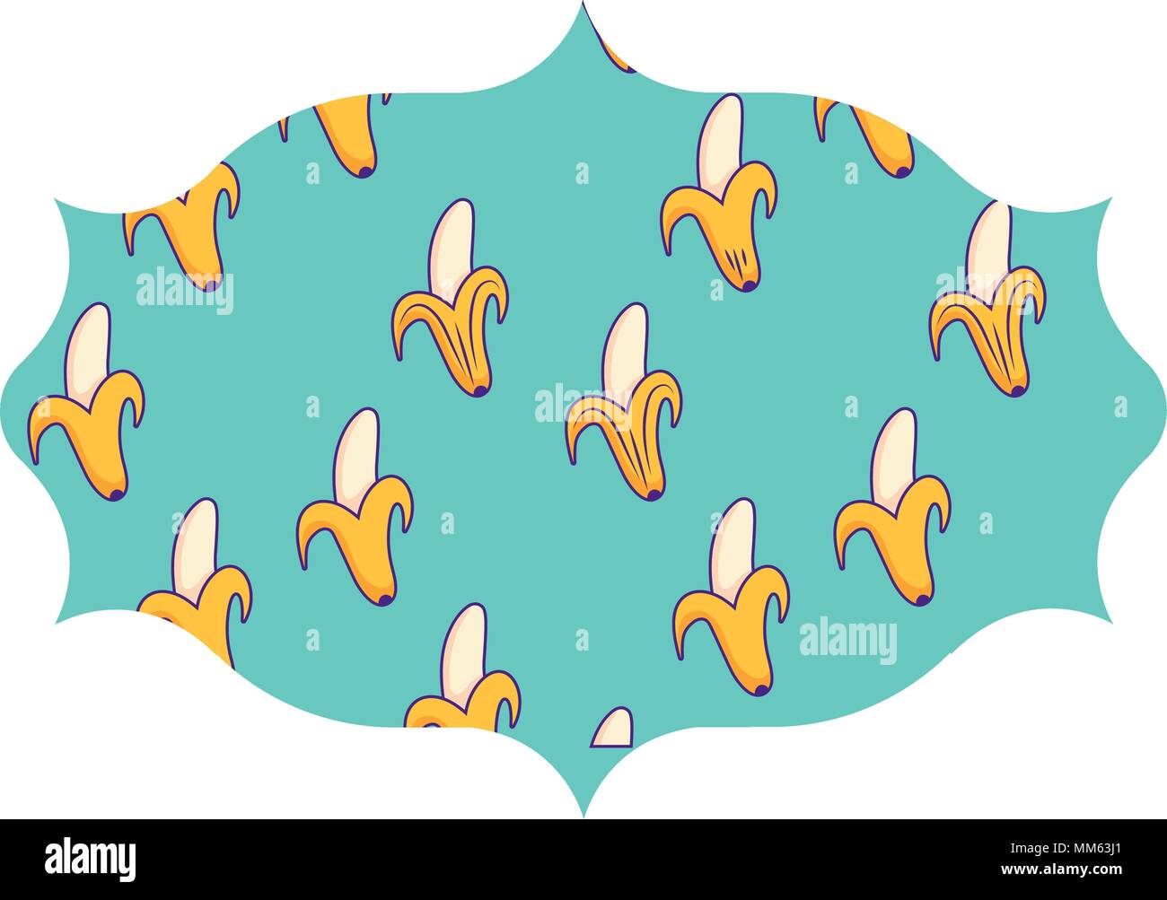 arabic frame with bananas pattern over white background, vector
